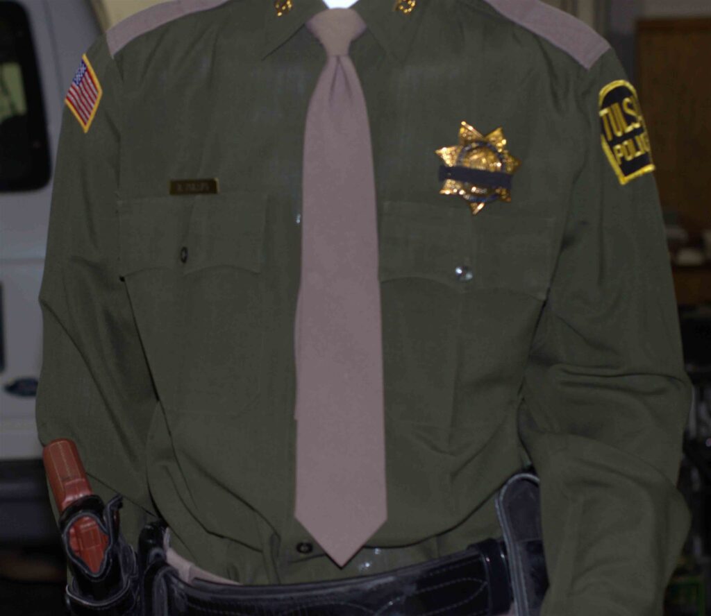 Tulsa Police uniform shirt with badge